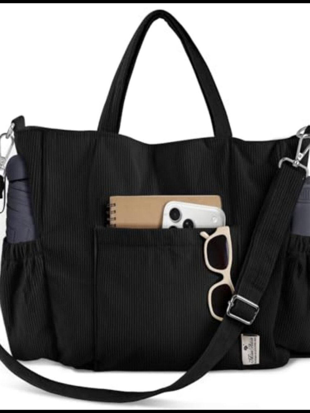 Corduroy Crossbody Tote Bag for Women Fits 15" Laptop Travel Work